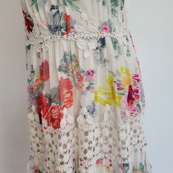 Anthropologie Ranna Gill Kalia Floral Dress Ivory Crochet Lace Women Small - Picture 9 of 15